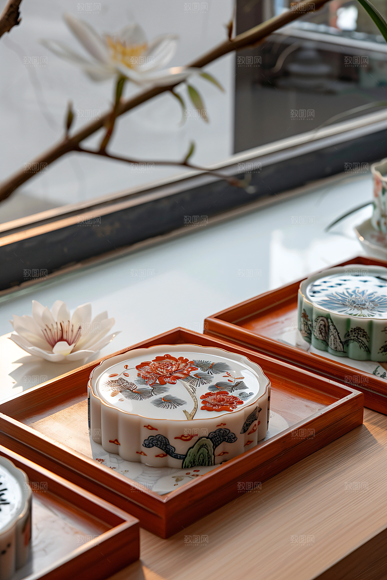 中秋月饼美食美味摄影图