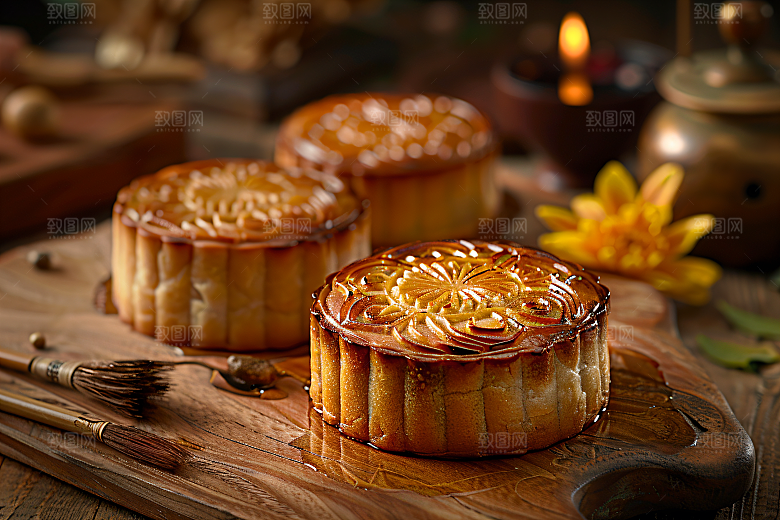 中秋月饼文化传统美食摄影图