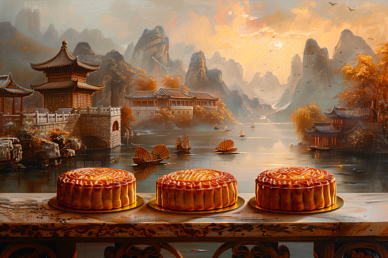 中秋月饼莲蓉月饼中秋节摄影图