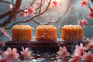 中秋月饼广式月饼甜点摄影图