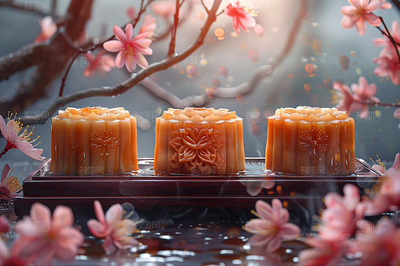 中秋月饼广式月饼甜点摄影图