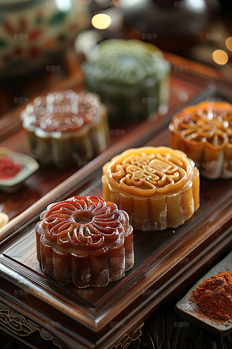中秋月饼文化美味摄影图