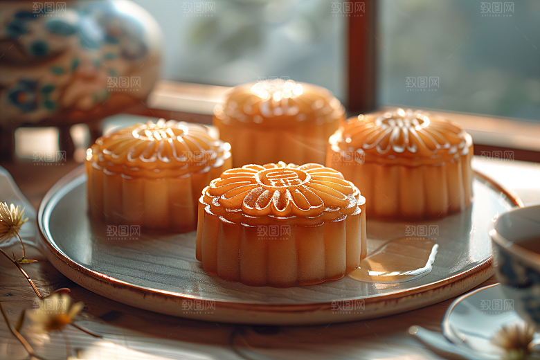 中秋月饼传统美食广式月饼摄影图