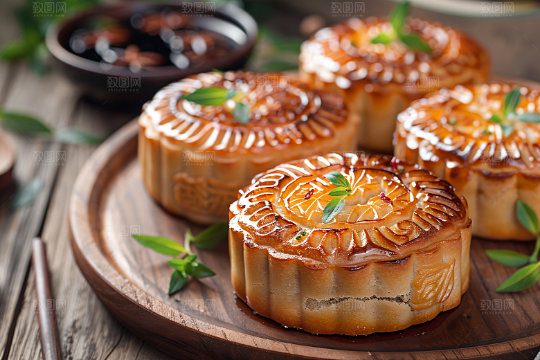 中秋月饼糕点莲蓉月饼摄影图