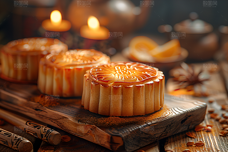 中秋月饼中秋节文化摄影图