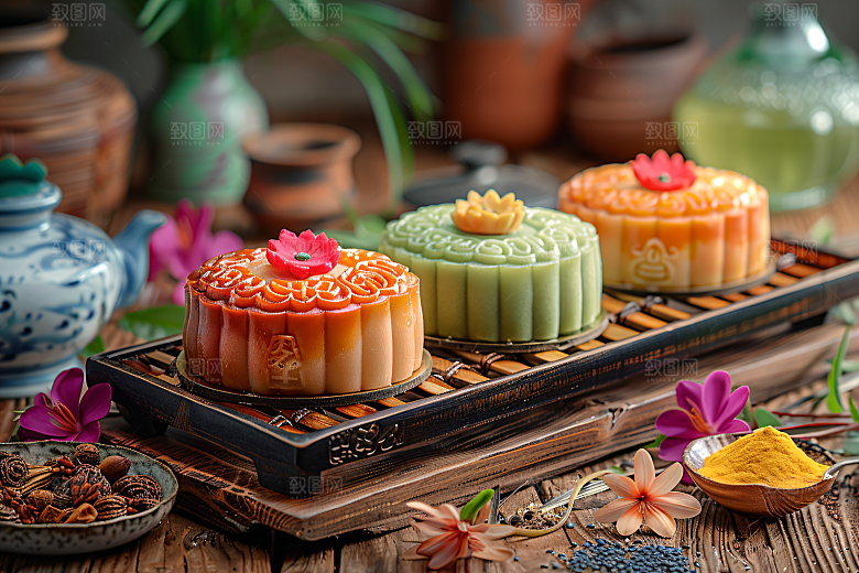 中秋月饼甜点文化摄影图