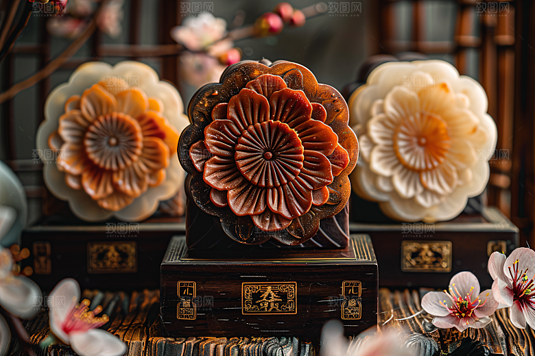 中秋月饼传统节日传统美食摄影图