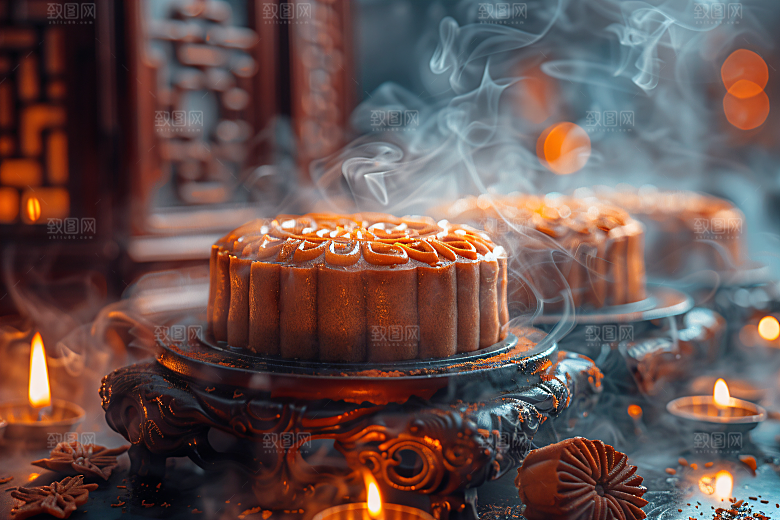 中秋月饼糕点莲蓉月饼摄影图