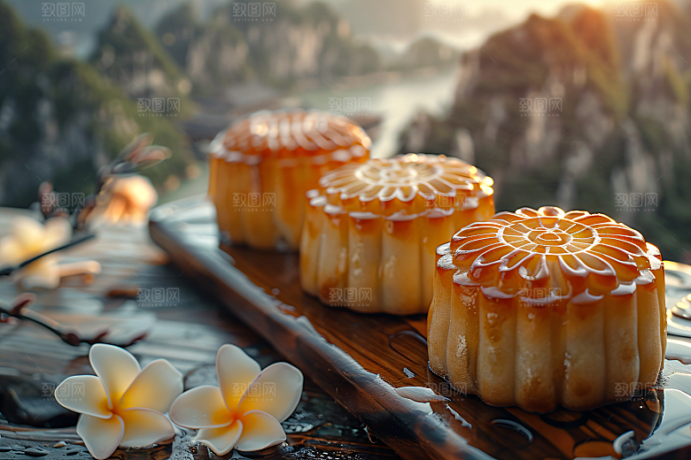 中秋月饼传统美食传统节日摄影图