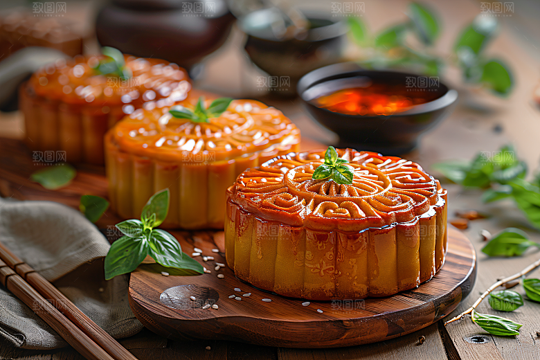 中秋月饼传统节日美食摄影图