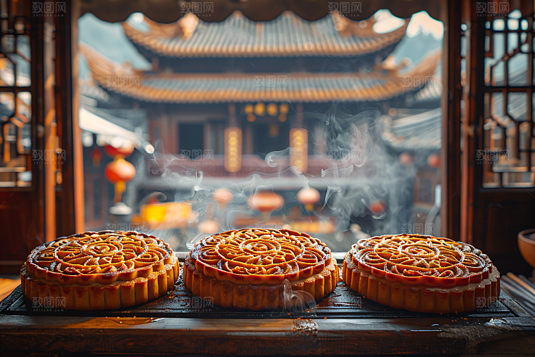 中秋月饼传统节日习俗摄影图