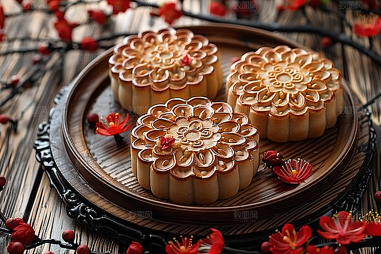 中秋月饼美食广式月饼摄影图