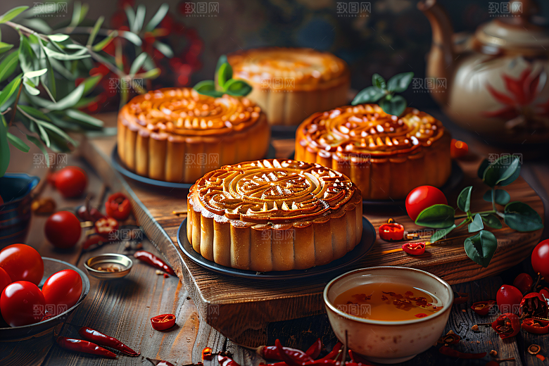 中秋月饼文化糕点摄影图