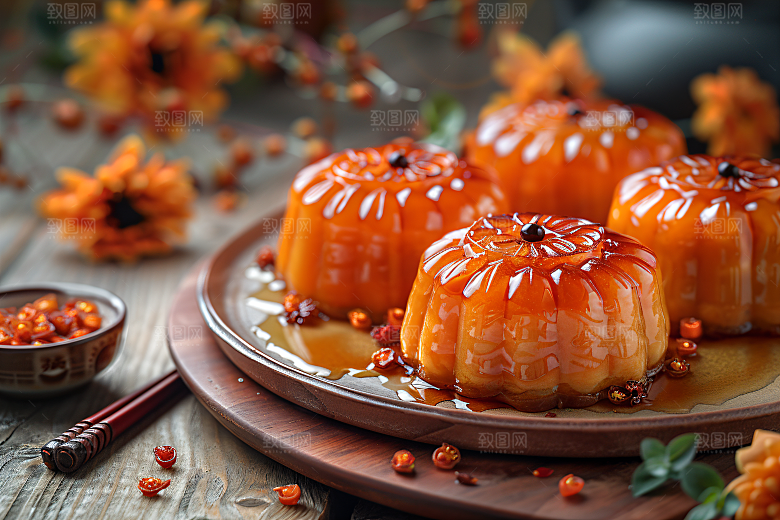 中秋月饼习俗传统美食摄影图