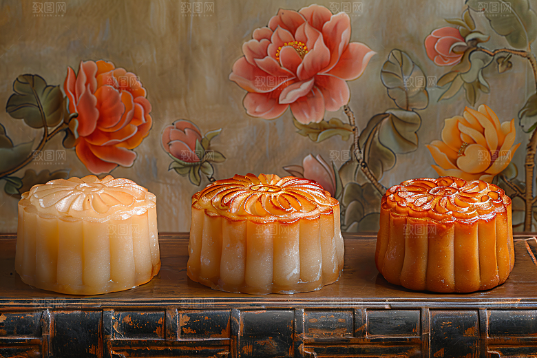 中秋月饼中秋节甜点摄影图