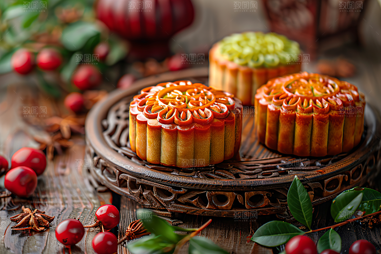 中秋月饼传统美食传统节日摄影图