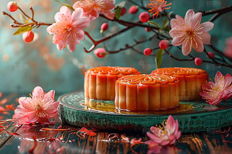 中秋月饼美味习俗摄影图