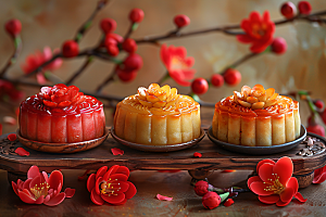 中秋月饼美味美食摄影图