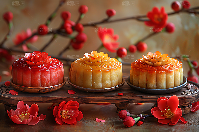 中秋月饼美味美食摄影图