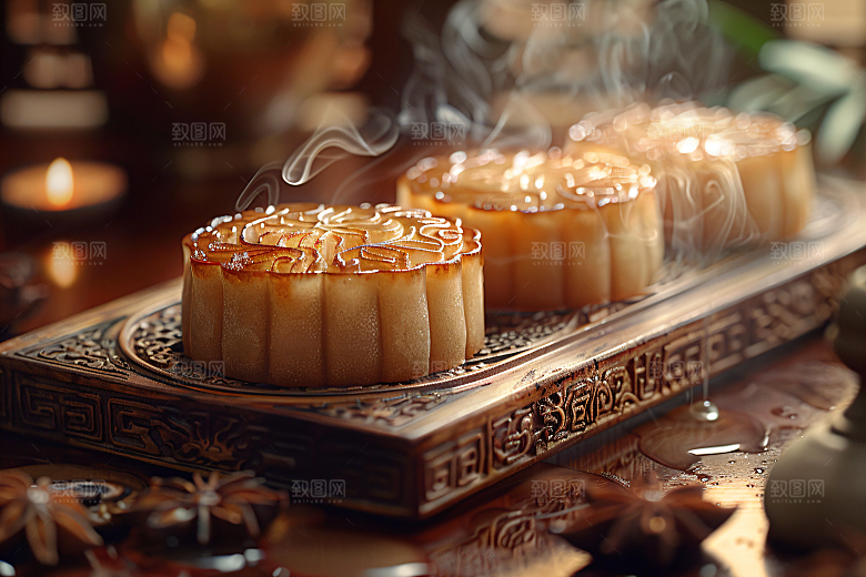 中秋月饼广式月饼美食摄影图