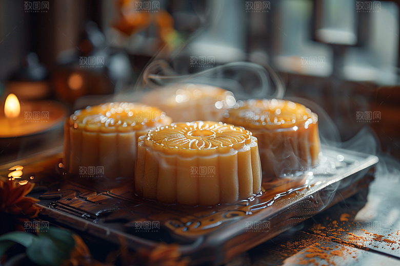 中秋月饼甜点习俗摄影图
