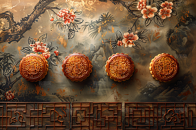 中秋月饼糕点中秋节摄影图