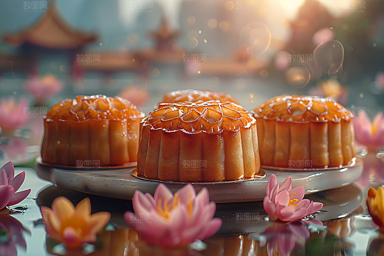 中秋月饼糕点文化摄影图