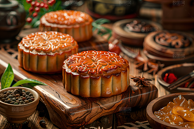 中秋月饼习俗传统节日摄影图