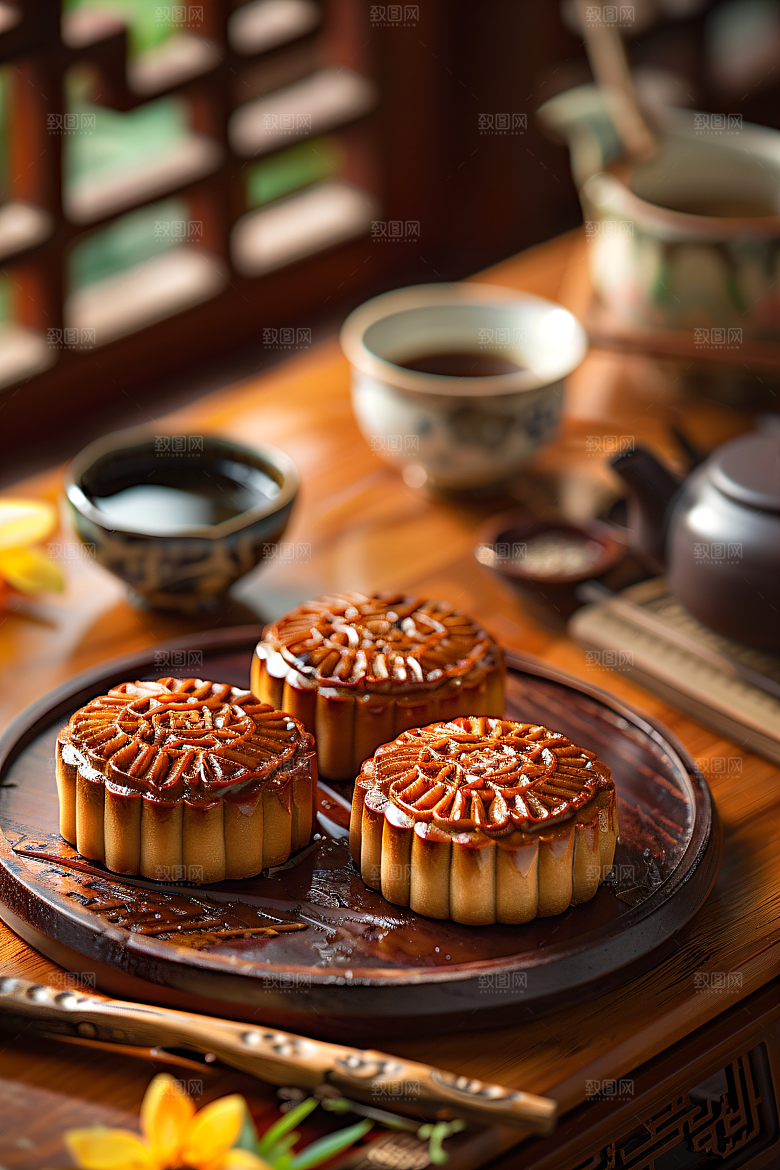 中秋月饼美味文化摄影图