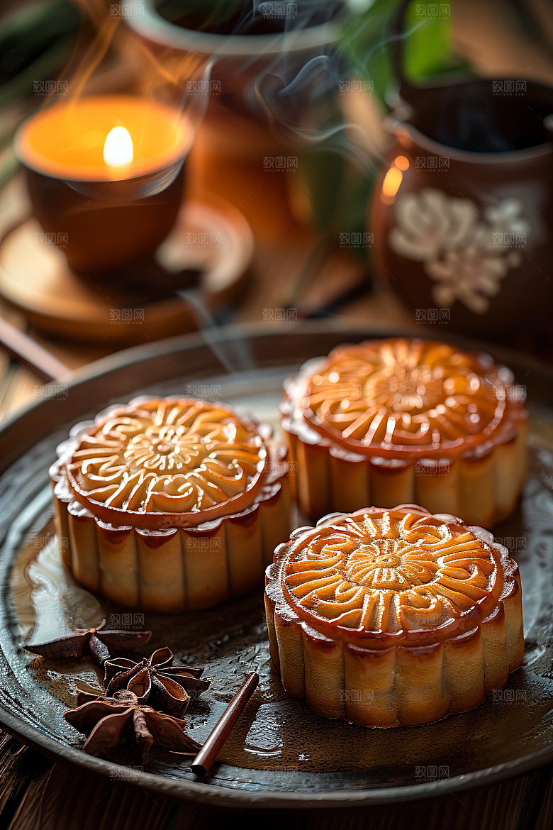 中秋月饼美味文化摄影图