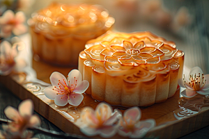 中秋月饼糕点甜点摄影图