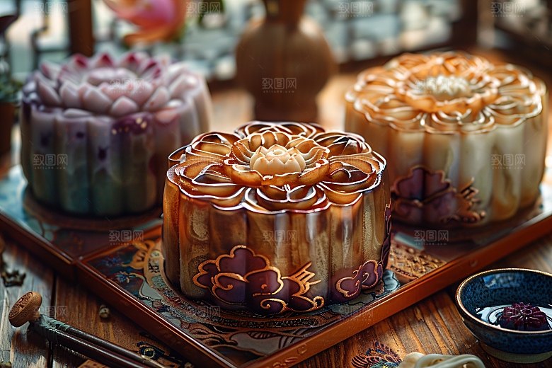 中秋月饼习俗传统节日摄影图