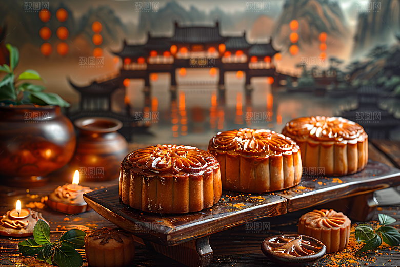 中秋月饼习俗文化摄影图
