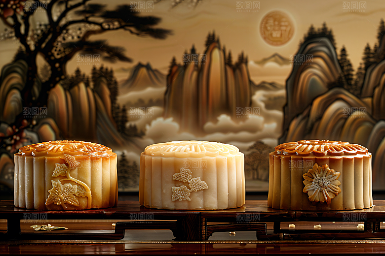 中秋月饼文化传统节日摄影图