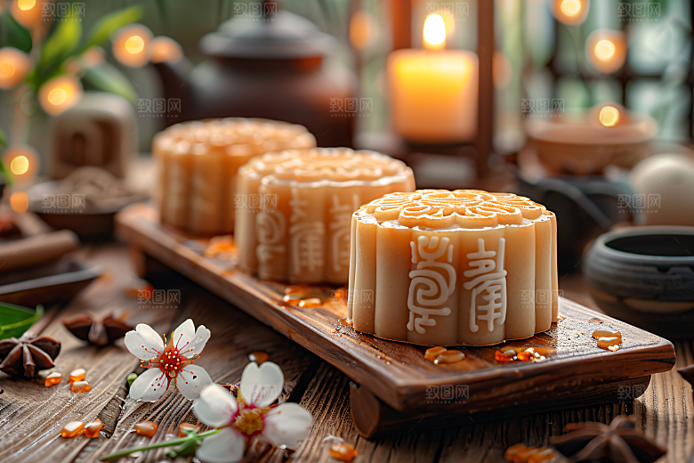 中秋月饼糕点莲蓉月饼摄影图