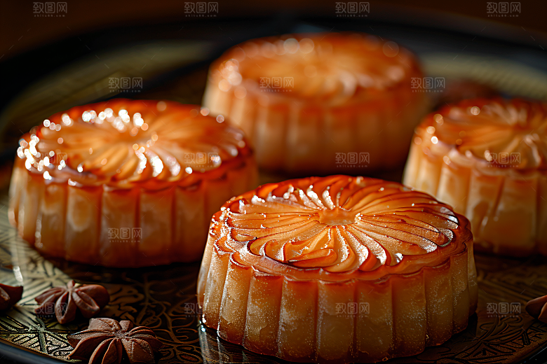 中秋月饼中秋节美食摄影图
