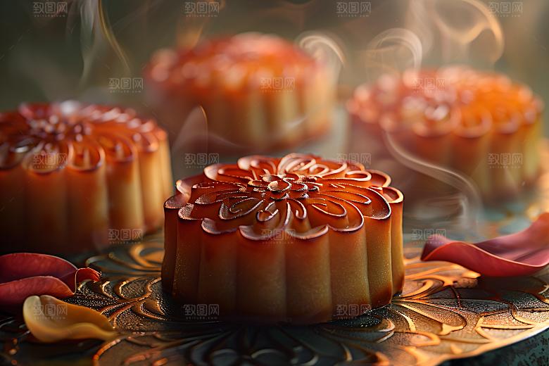 中秋月饼中秋节习俗摄影图