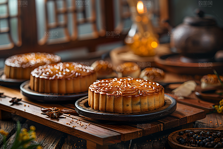 中秋月饼传统美食高清摄影图