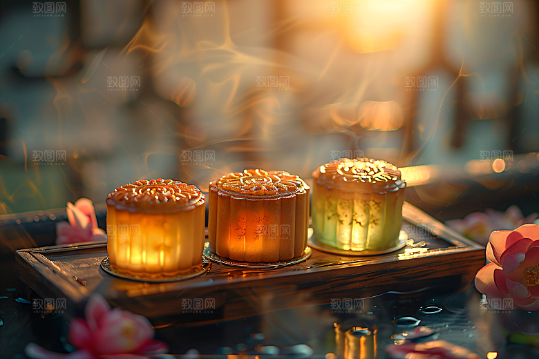 中秋月饼文化传统节日摄影图