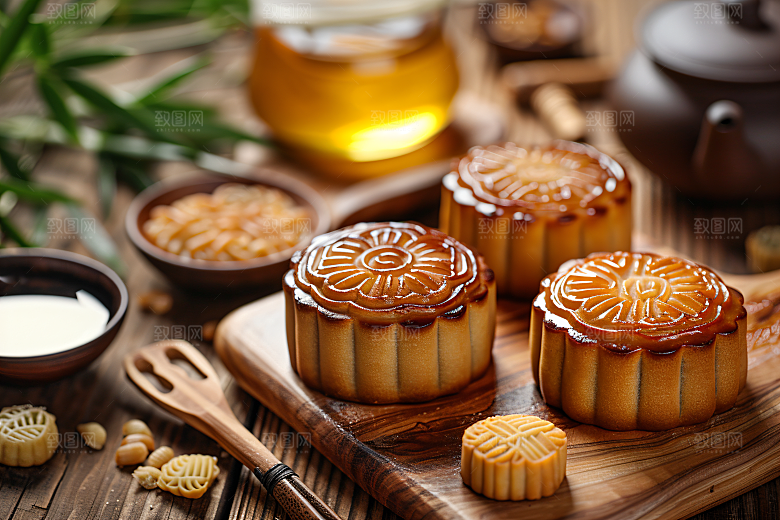 中秋月饼习俗广式月饼摄影图