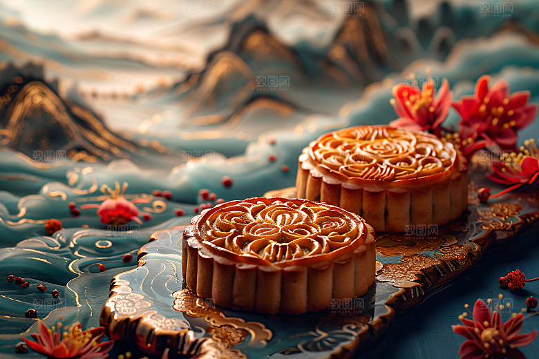 中秋月饼中秋节文化摄影图
