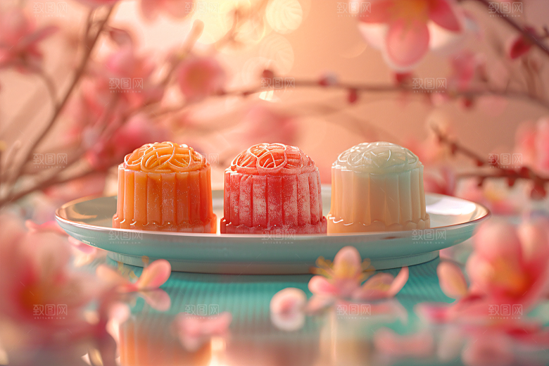 中秋月饼莲蓉月饼传统美食摄影图