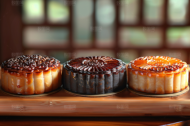 中秋月饼糕点传统美食摄影图