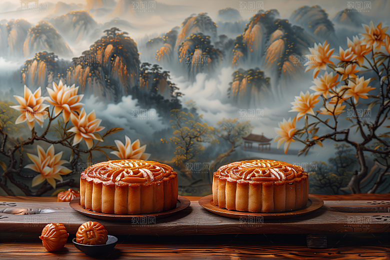 中秋月饼习俗传统节日摄影图