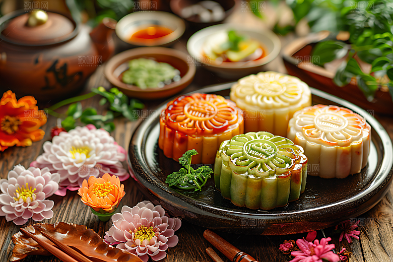中秋月饼传统美食文化摄影图