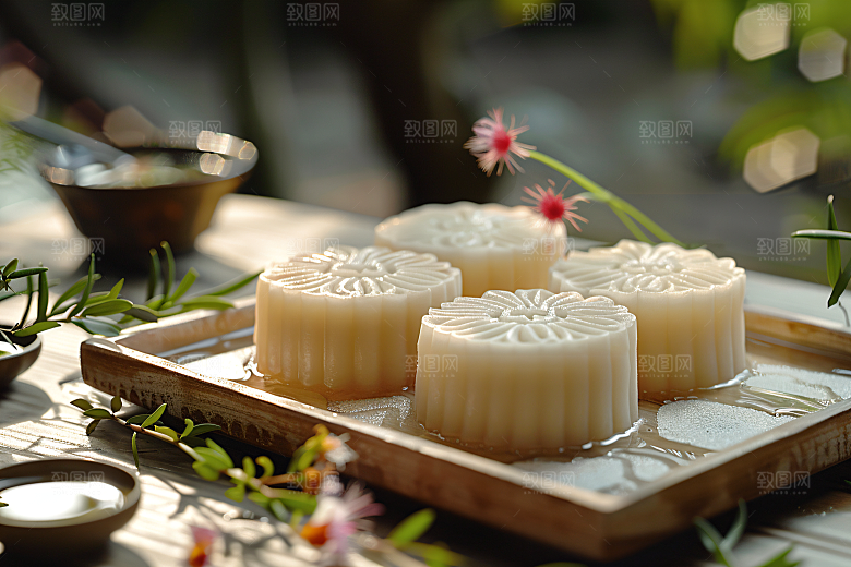 中秋月饼甜点美食摄影图
