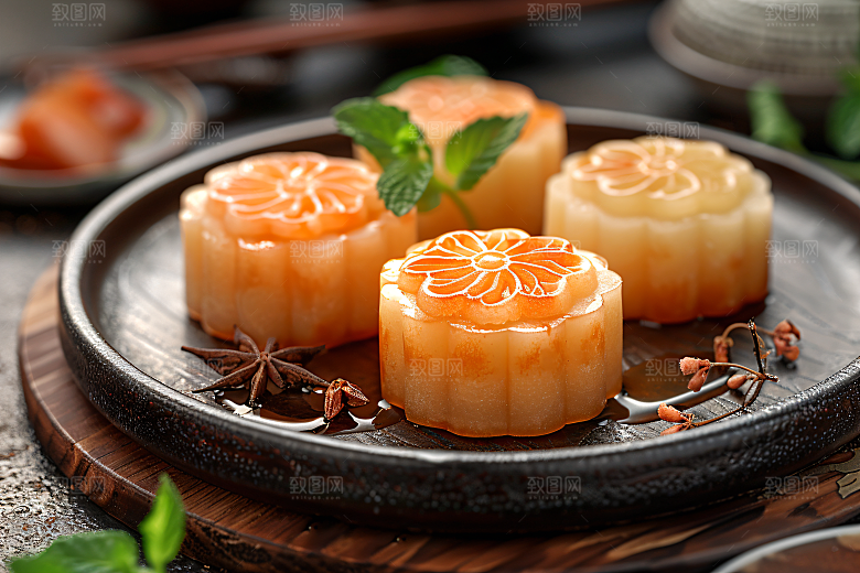 中秋月饼甜点美食摄影图
