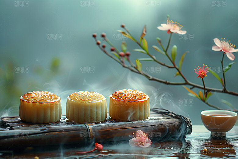中秋月饼中秋节文化摄影图