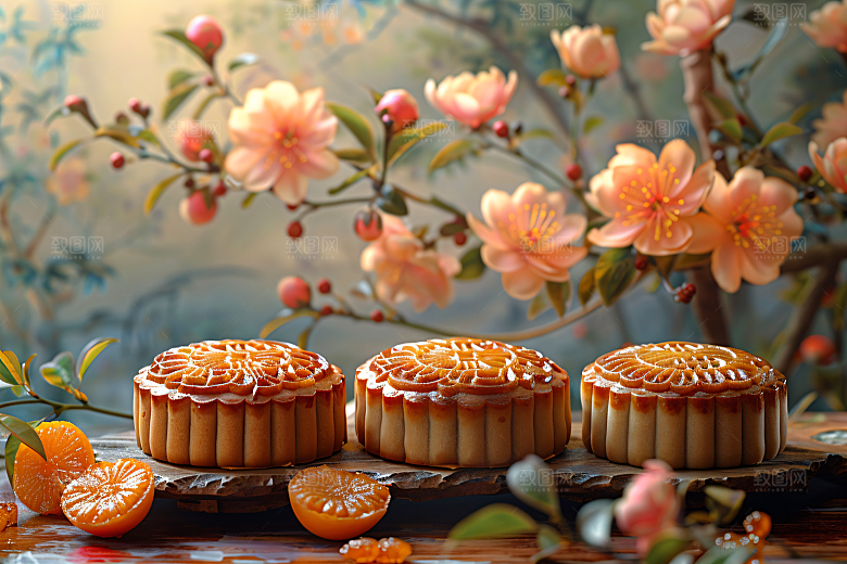 中秋月饼习俗高清摄影图