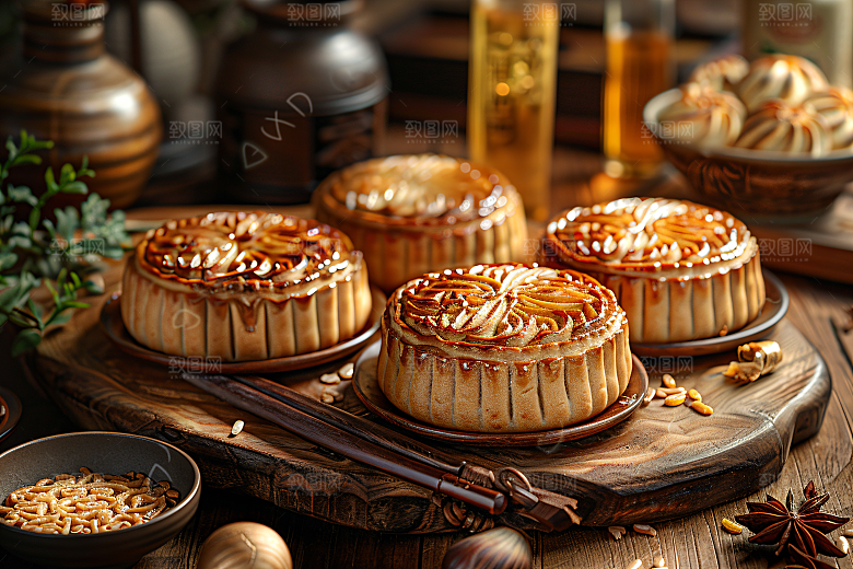 中秋月饼美食高清摄影图